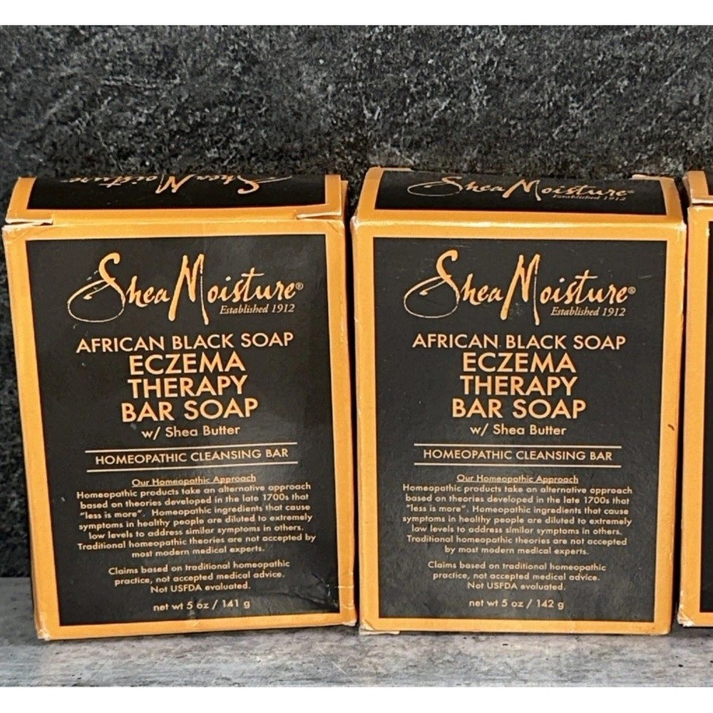 2 Bars Shea Moisture African Black Soap Eczema Therapy Bar Soap Shea Butter 5oz